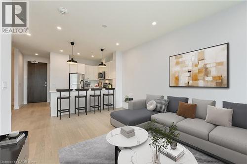 Virtually Staged - 101 Locke Street S Unit# 507, Hamilton, ON - Indoor Photo Showing Living Room