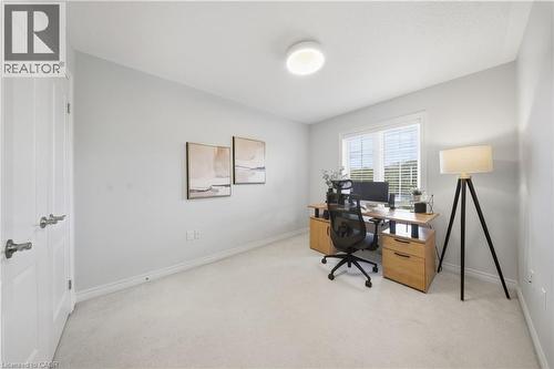 Home office with light colored carpet and baseboards - 8 Summerberry Way, Hamilton, ON - Indoor Photo Showing Office