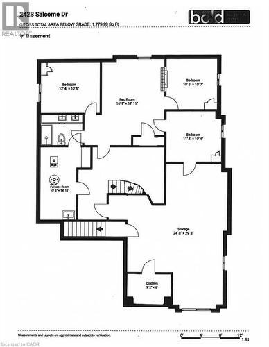 Basement Floorplan - 2428 Salcome Drive, Oakville, ON - Other