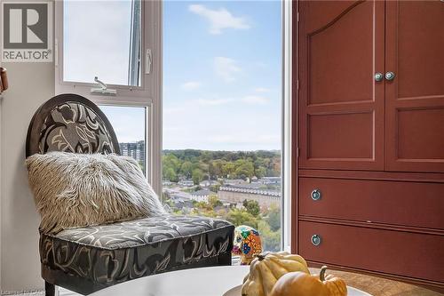 second bed overlooking Gaslight district - 15 Glebe Street Unit# 1313, Cambridge, ON - Indoor Photo Showing Bedroom