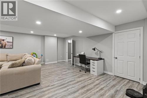 Office area featuring recessed lighting and light wood-style flooring - 62 Esther Crescent Unit# Lower, Thorold, ON - Indoor