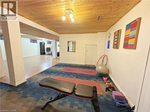 Exercise area featuring wooden ceiling - 43 Niska Drive, Waterdown, ON - Indoor Photo Showing Other Room