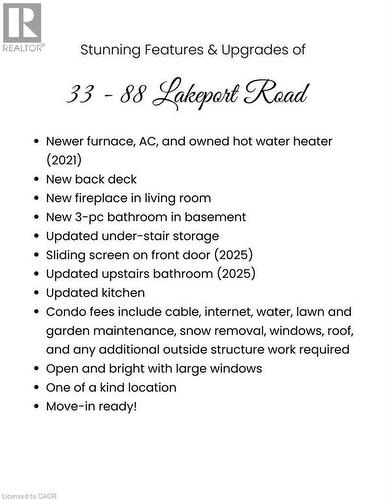 88 Lakeport Road Unit# 33, St. Catharines, ON - Other