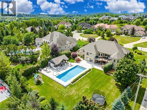Drone / aerial view of a pool area - 86 Canters Close, Kitchener, ON - Outdoor With In Ground Pool With View