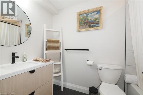 Full bath with vanity and shower / bath combination with curtain - 238 Eagle Street S, Cambridge, ON - Indoor Photo Showing Bathroom