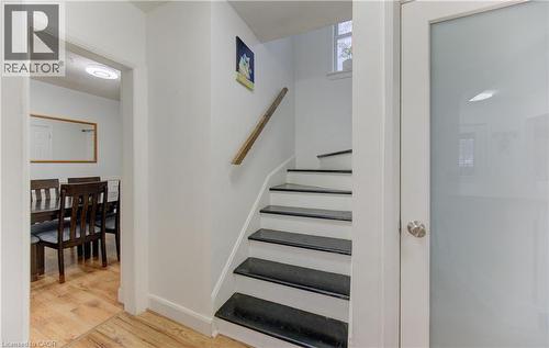 Stairs with wood finished floors and baseboards - 569 Stirling Avenue S, Kitchener, ON - Indoor Photo Showing Other Room