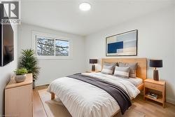 Virtually Staged; Primary Bedroom with laminate flooring, LED lighting window and closet. - 