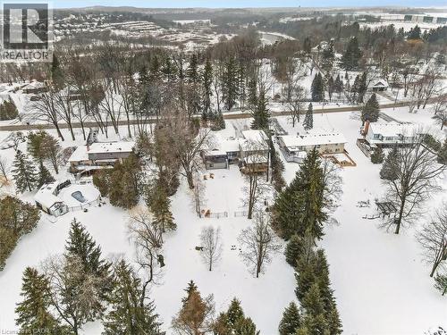 View of snowy aerial view - 195 Riverbank Drive, Cambridge, ON - Outdoor With View