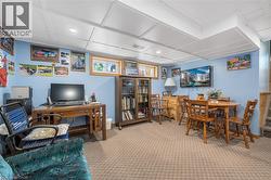 Office area featuring carpet flooring and recessed lighting - 