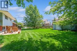 View of yard featuring a storage shed and a patio - 