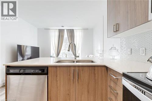 479 Charlton Avenue E Unit# 502, Hamilton, ON - Indoor Photo Showing Kitchen With Double Sink With Upgraded Kitchen