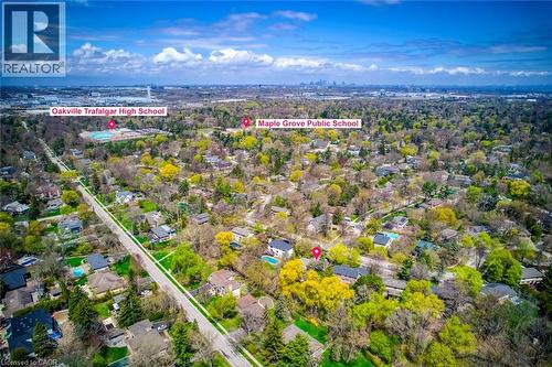 Aerial overview of property's location with nearby suburban area - 170 Cavendish Court, Oakville, ON - Outdoor With View
