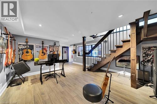 Playroom with light wood-style floors, recessed lighting, and decorative columns - 404 Mountain Brow Boulevard E, Hamilton, ON - Indoor Photo Showing Other Room