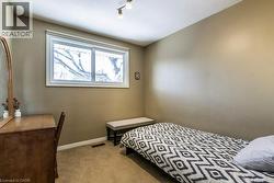 Bedroom featuring light colored carpet and track lighting - 