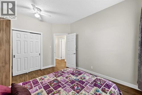 Second bedroom is spacious with double closet - 509 Riverview Place Se, Calgary, AB - Indoor Photo Showing Bedroom