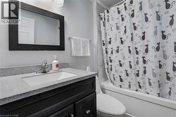 Full bathroom featuring vanity and shower / bath combo - 