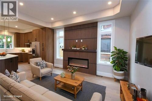 279 Hess Street S, Hamilton, ON - Indoor Photo Showing Living Room With Fireplace