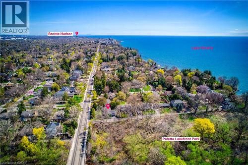 Aerial view of residential area with a nearby body of water - 4306 Lakeshore Road, Burlington, ON - Outdoor With Body Of Water With View