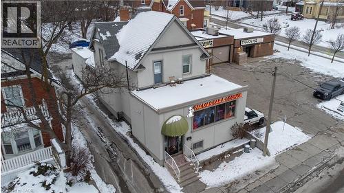 View of snowy aerial view - 612 King Street E, Kitchener, ON 