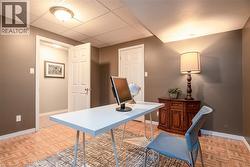 spacious basement office with walk-in closet - 