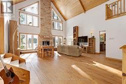 Great Room soaring 22' high cathedral ceiling - 