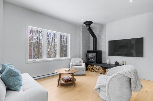 Living Room - 102-141 Rue Du Cercle-Des-Cantons, Bromont, QC - Indoor Photo Showing Living Room With Fireplace