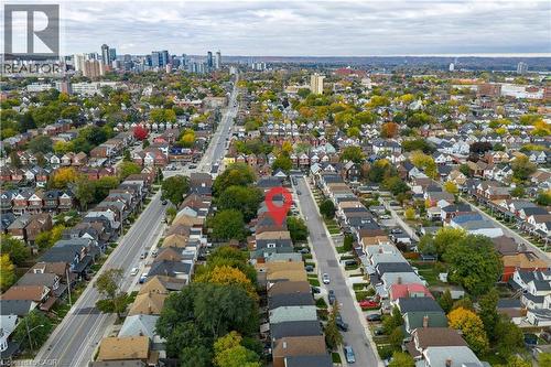 Aerial view of property's location with nearby urban area - 24 Somerset Avenue, Hamilton, ON - Outdoor With View