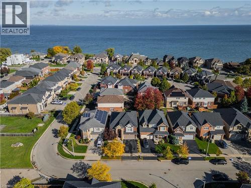Aerial view of property and surrounding area featuring a large body of water - 28 Springbreeze Heights, Hamilton, ON - Outdoor With Body Of Water With View