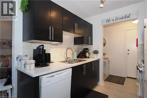 29 West Avenue Unit# 403, Kitchener, ON - Indoor Photo Showing Kitchen With Double Sink