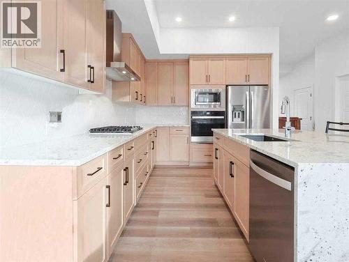 110 Sunstone Way, Balzac, AB - Indoor Photo Showing Kitchen With Upgraded Kitchen