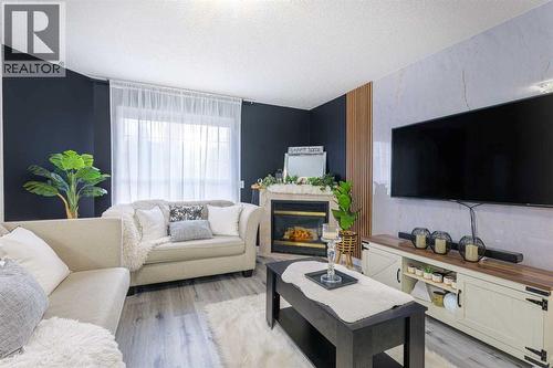 13 Mt. Aberdeen Manor Se, Calgary, AB - Indoor Photo Showing Living Room With Fireplace