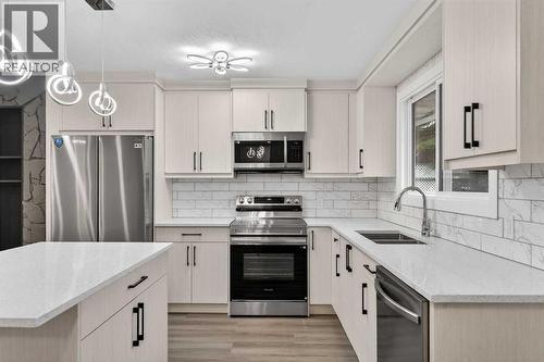 127 Lynnview Way Se, Calgary, AB - Indoor Photo Showing Kitchen With Double Sink With Upgraded Kitchen