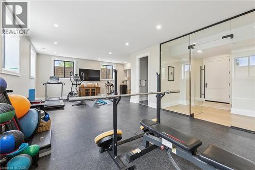 Workout room featuring recessed lighting and baseboards - 5020 First Line, Erin, ON - Indoor Photo Showing Gym Room