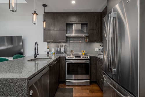 Cuisine - 102-7170 Rue Clark, Montréal (Rosemont/La Petite-Patrie), QC - Indoor Photo Showing Kitchen With Upgraded Kitchen