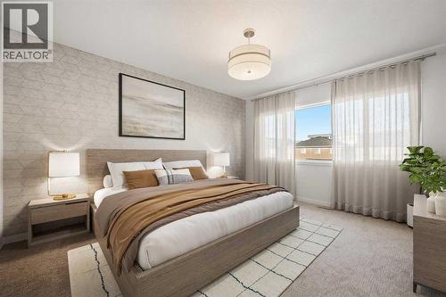 This photo has been virtually staged - 110 Wolf Creek Rise Se, Calgary, AB - Indoor Photo Showing Bedroom