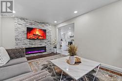 Sleek fireplace feature wall. - 