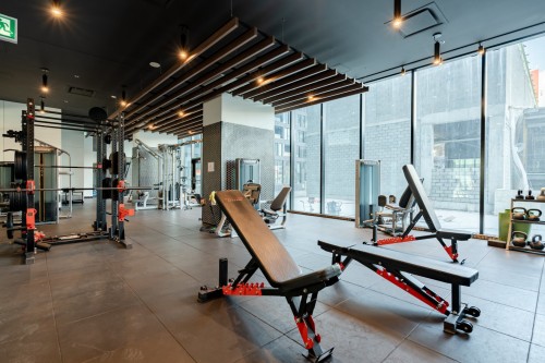 Salle d'exercice - 3208-1245 Rue De Bleury, Montréal (Ville-Marie), QC - Indoor Photo Showing Gym Room