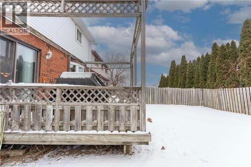 View of snow covered deck - 5 Charing Drive, Hamilton, ON - Outdoor