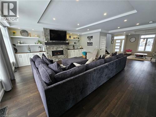 Great Room with Gas Fireplace - 46 Stonebridge Place, Simcoe, ON - Indoor Photo Showing Living Room With Fireplace