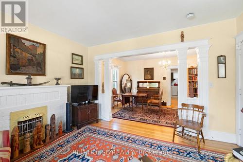 55 Balsam Avenue S, Hamilton, ON - Indoor Photo Showing Living Room With Fireplace