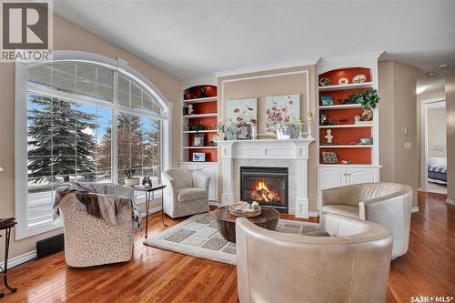 910 Roth Terrace, Rosthern, SK - Indoor Photo Showing Living Room With Fireplace