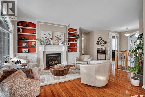 910 Roth Terrace, Rosthern, SK - Indoor Photo Showing Living Room With Fireplace