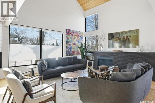 1301 11Th Street E, Saskatoon, SK - Indoor Photo Showing Living Room With Fireplace