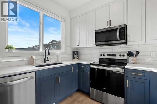161 Lavender Manor Se, Calgary, AB - Indoor Photo Showing Kitchen With Double Sink With Upgraded Kitchen