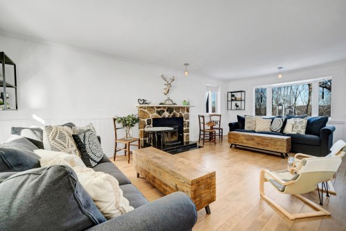 Salon - 291 Ch. De La Corniche, Piedmont, QC - Indoor Photo Showing Living Room With Fireplace