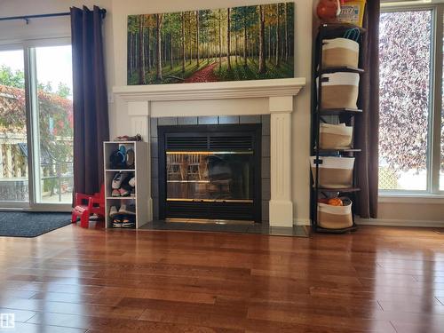 514 River Pt Nw, Edmonton, AB - Indoor Photo Showing Living Room With Fireplace