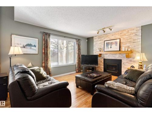 519 Buchanan Rd Nw, Edmonton, AB - Indoor Photo Showing Living Room With Fireplace