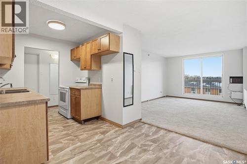 401 4045 Rae Street, Regina, SK - Indoor Photo Showing Kitchen With Double Sink