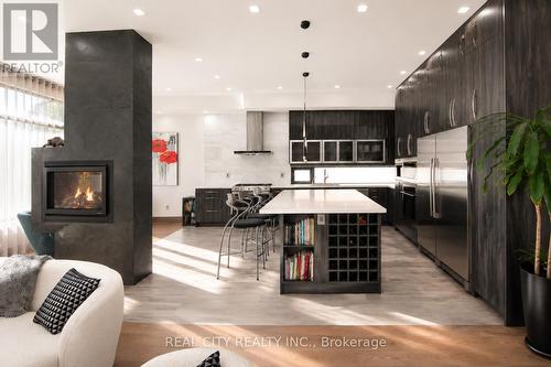662 Byngmount Avenue, Mississauga, ON - Indoor Photo Showing Living Room With Fireplace