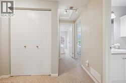Corridor with baseboards and light carpet - 